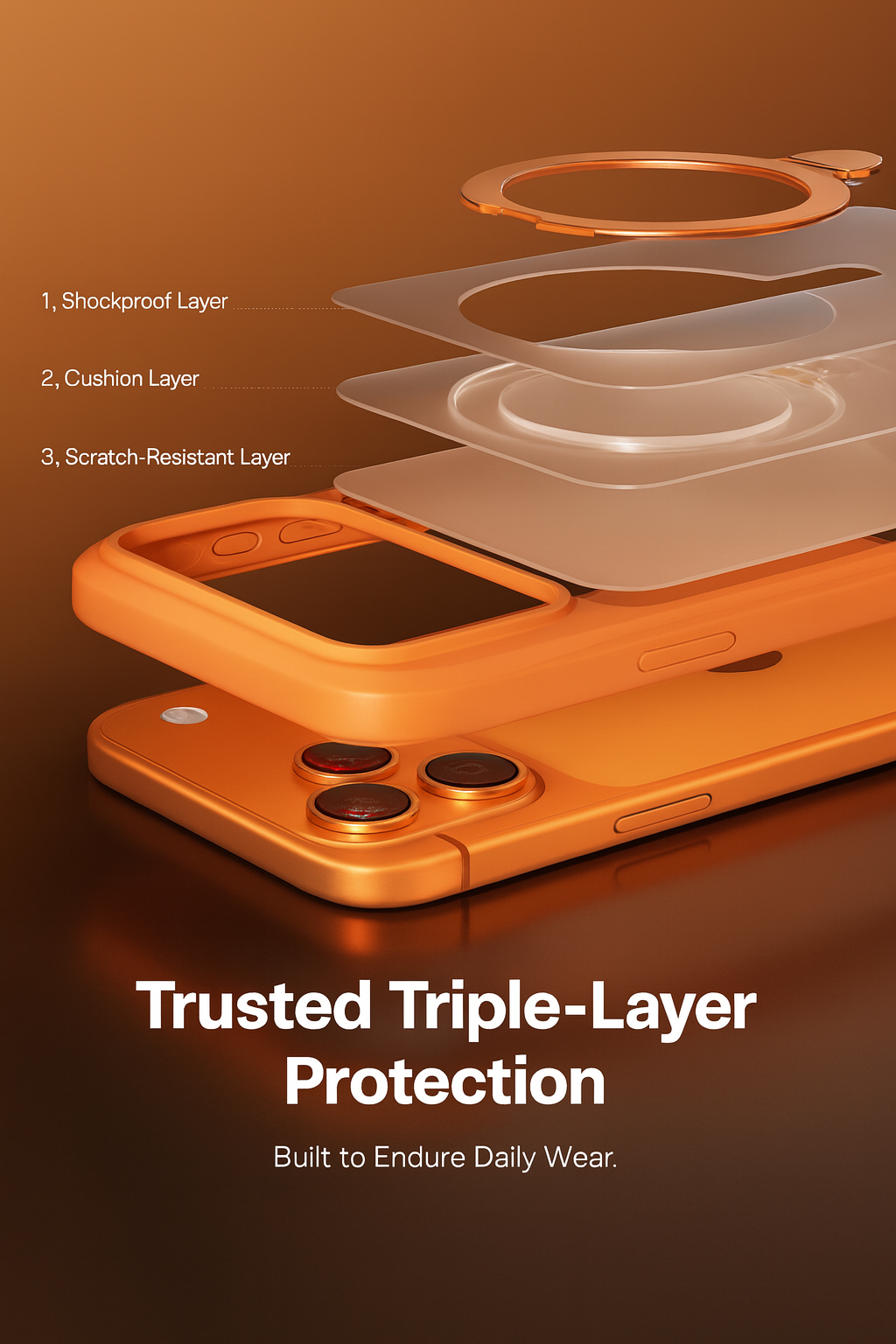 Field 1 Orange Case With Camera Lens