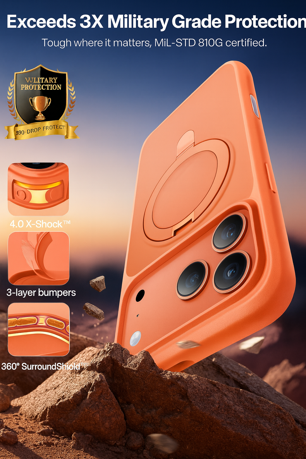 Field 1 Orange Case With Camera Lens