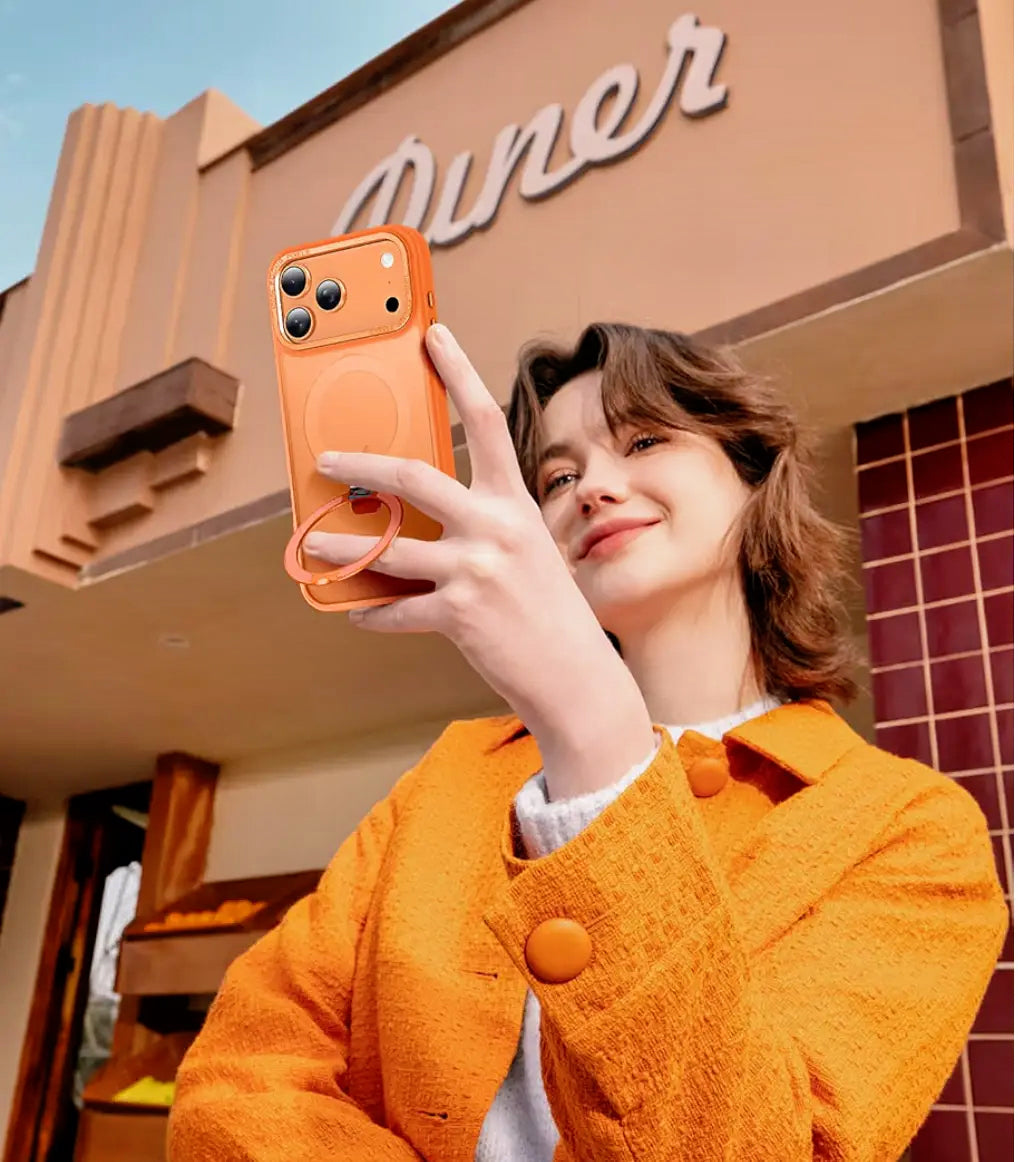 Field 1 Orange Case With Camera Lens